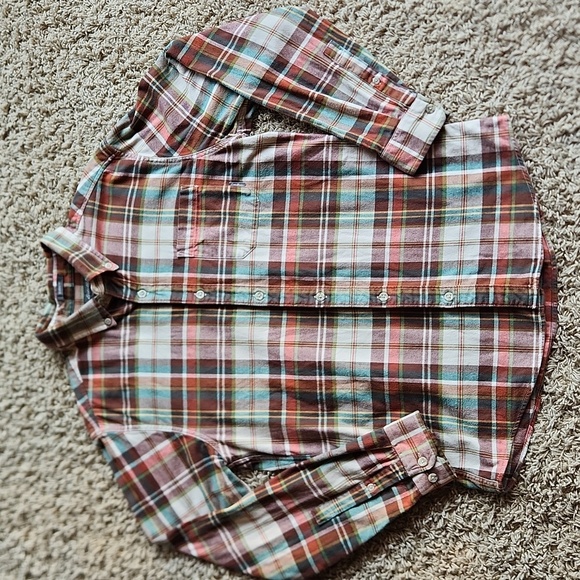 Eddie Bauer mens flannel button down plaid shirt size medium - Picture 2 of 9